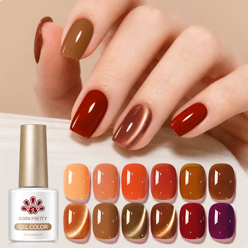 BORN PRETTY 12 Colors Autumn Gel Polish Brown Yellow Chocolate 10ml Glossy & Matte Finish UV/LED Soak Off Glass Bead Nail Art view 3