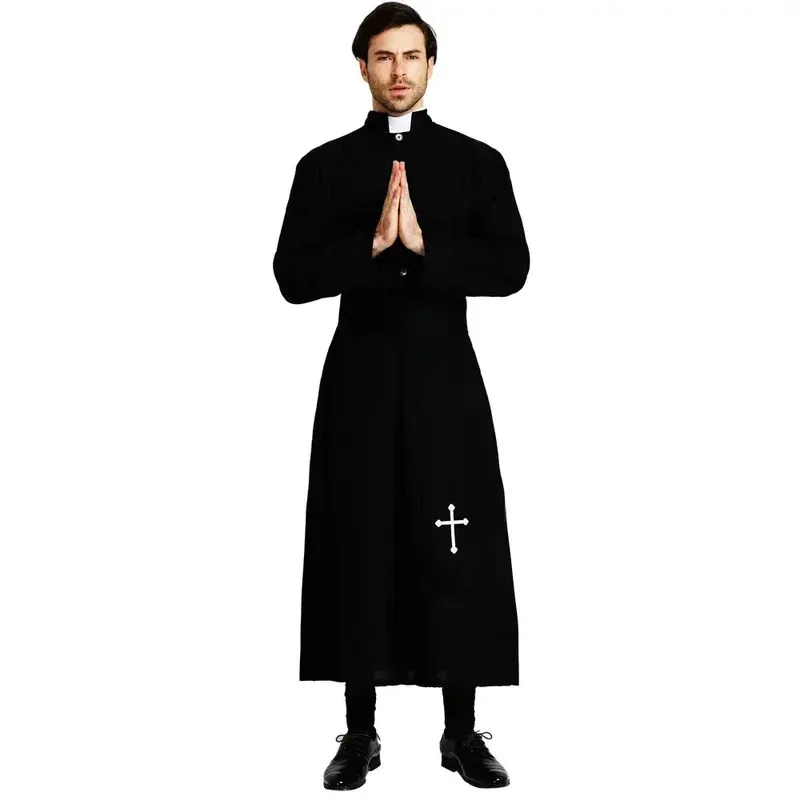 

COSda@Adulte noir Noble priest Costume men pastor religious father Costumes Halloween Purim festival Mardi Gras disguise COSda@