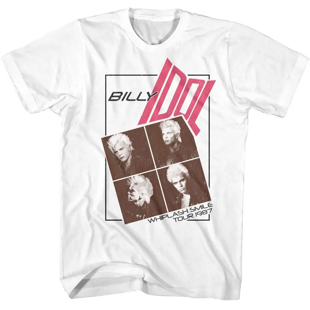 Billy Idol Four Photo Warped Whiplash Smile Tour 1987 White T Shirt