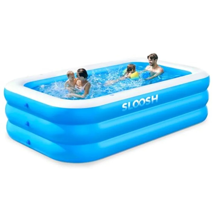 

Inflatable Pool for Adults with Seats, 120 x 72 x 22, Durable Thickened PVC, Blue, Full-Sized Above Ground Family Pool for Back