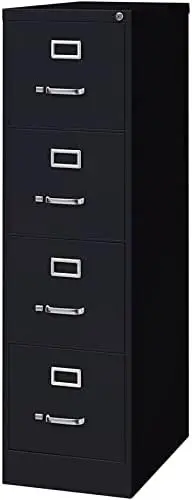 

Pemberly Row 4 Drawers 52" Vertical Black Metal Filing Cabinet Lockable Pre-Assembled Stationary Letter Size for Home, Office