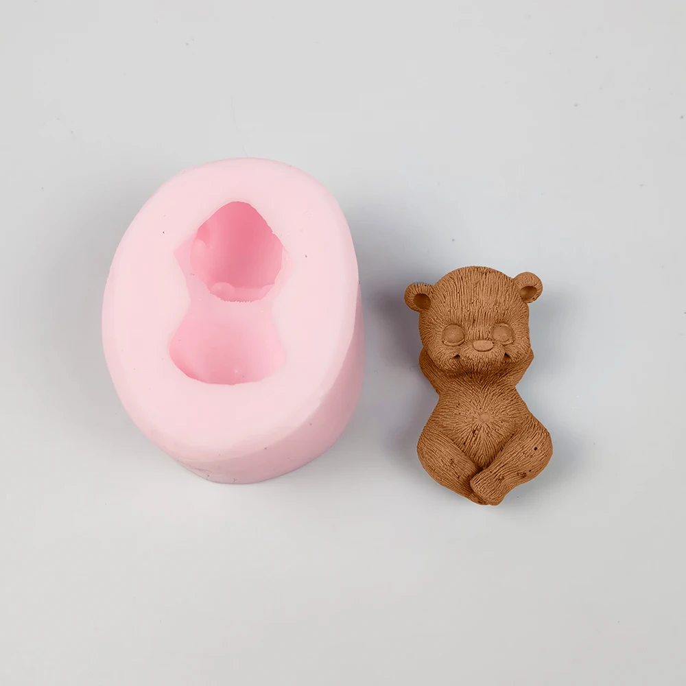 PRZY Sleeping Bear Silicone Cake Mold DIY 3D Cute Cartoon Tiny Toy Bear Mould Cake Fondant Mold Crafts Candy Resin Soap Mould