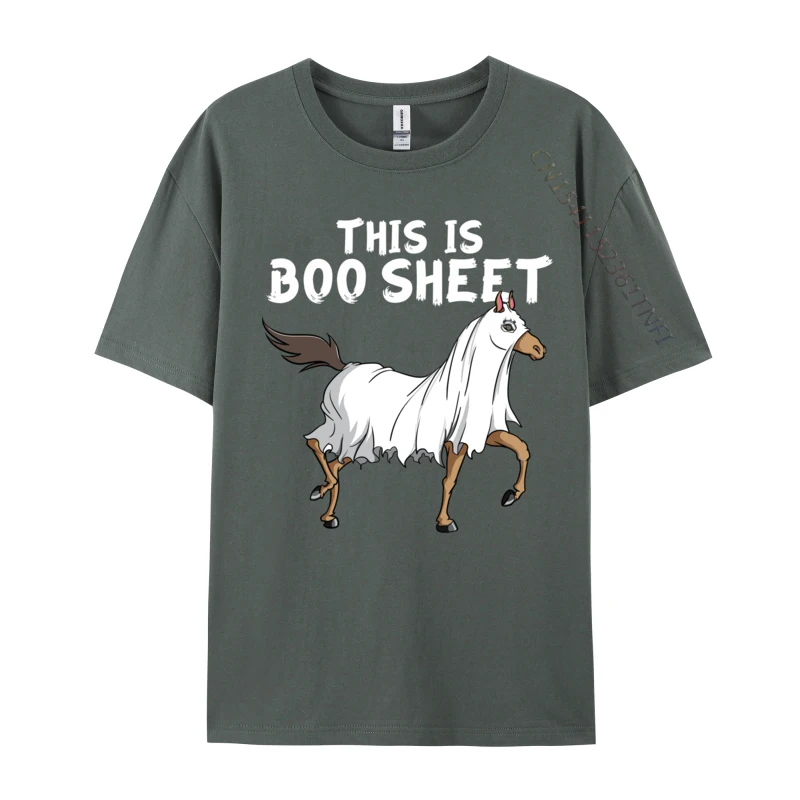 Horse Ghost This is Boo Sheet Equestrian Farmer Halloween Printing Cotton Print T Shirt 2024 Newest Mens T-shirts Casual