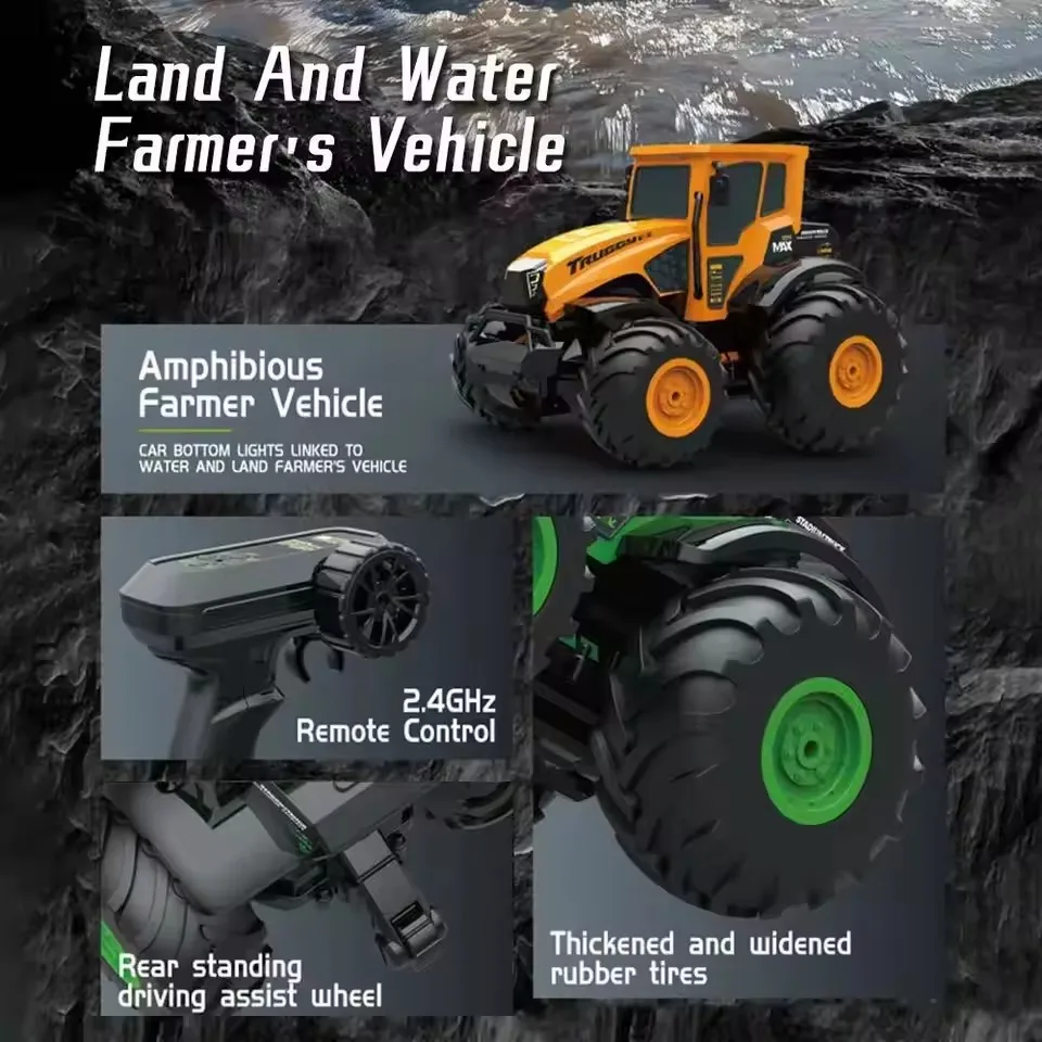 1:18 All Terrain Amphibious 4WD 2.4G RC Car One Click Automatic Demonstration Head UP Stunt Waterproof Remote Control Car Toys