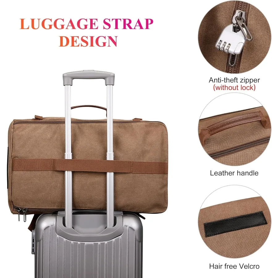 حقيبة ظهر قماشية من WITZMAN حقيبة سفر كلاسيكية حقائب كمبيوتر محمول كبيرة حقيبة كتف قابلة للتحويل A519-1 بني