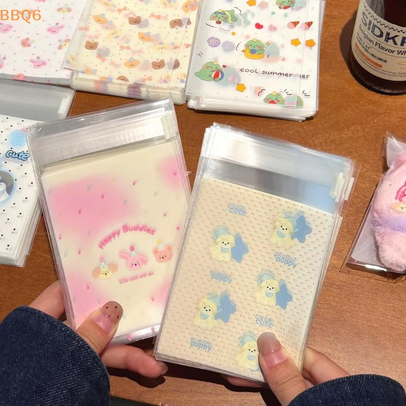 *50Pcs Cute Puppy Opp Bag Kawaii Kpop 3-inch Photo Card DIY Packing Decoration Bags Girls Gift Candy Packaging Self-sealing Bag