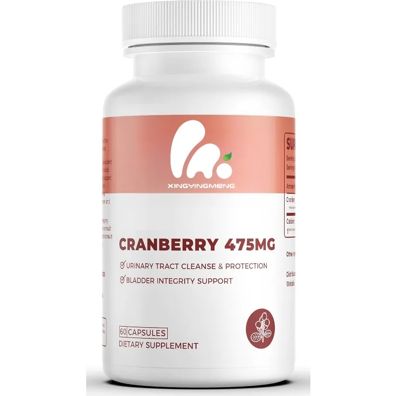 Cápsulas de arándano 475 mg, 60 cápsulas de cápsulas de apoyo urinario vegano, polvo de arándano concentrado