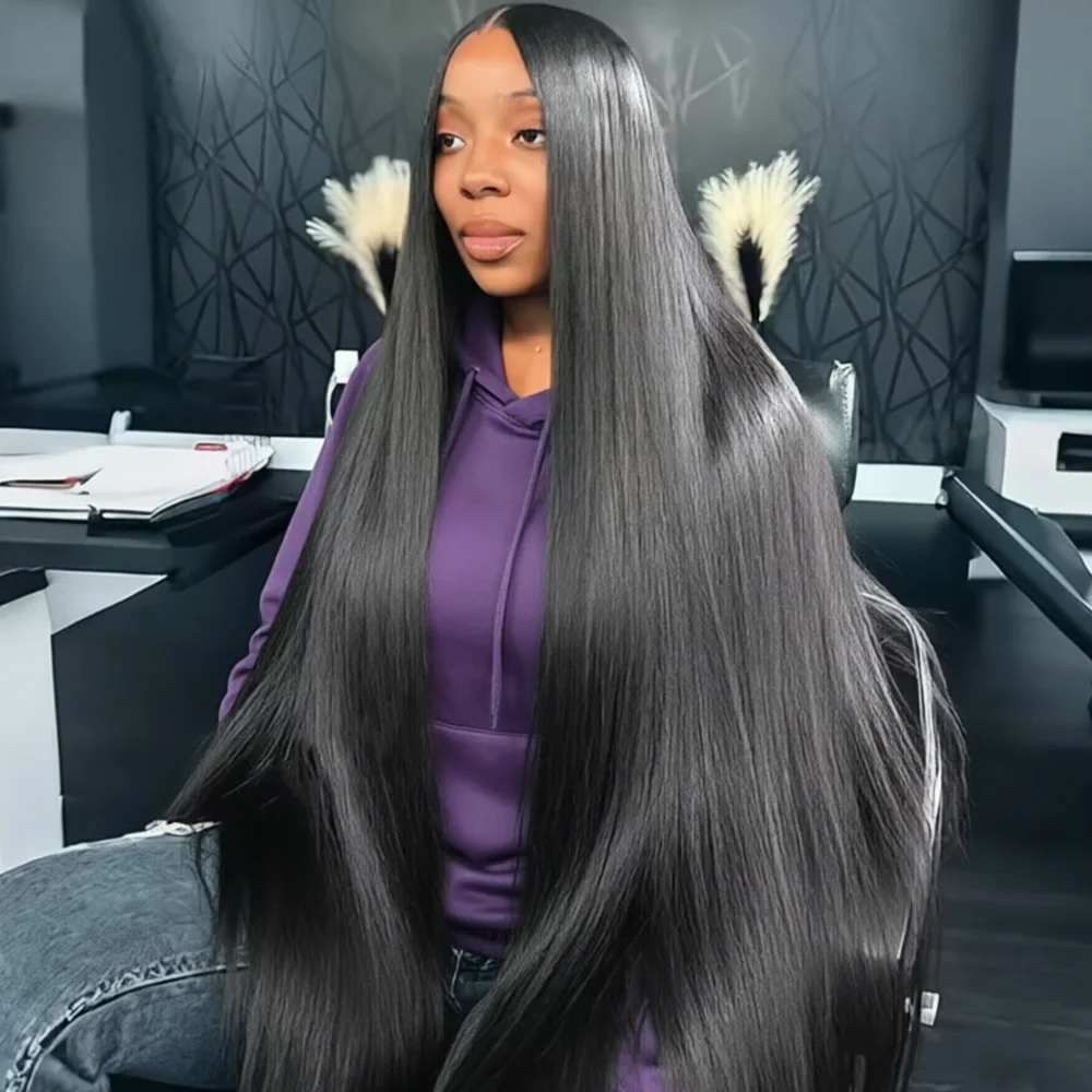 

40 Inches Bone Straight 13x6 Transparent Lace Frontal Wig Human Hair 13x4 HD Lace Front Wigs Brazilian 360 Pre Plucked Lace Wigs