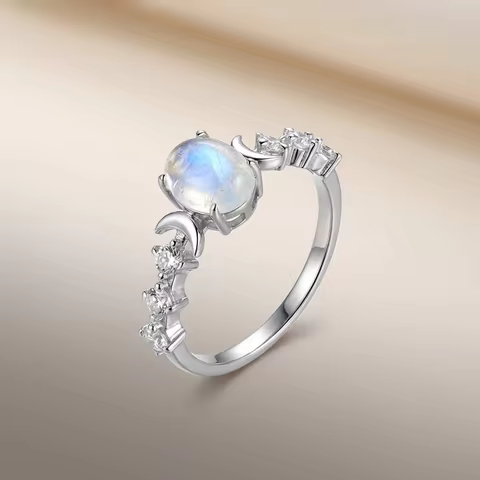 925 Sterling Silver Sparkling Zircon Vintage Oval Rings for Women Sun Moon Glowing Design Ring Party High Quality Fine Jewelry