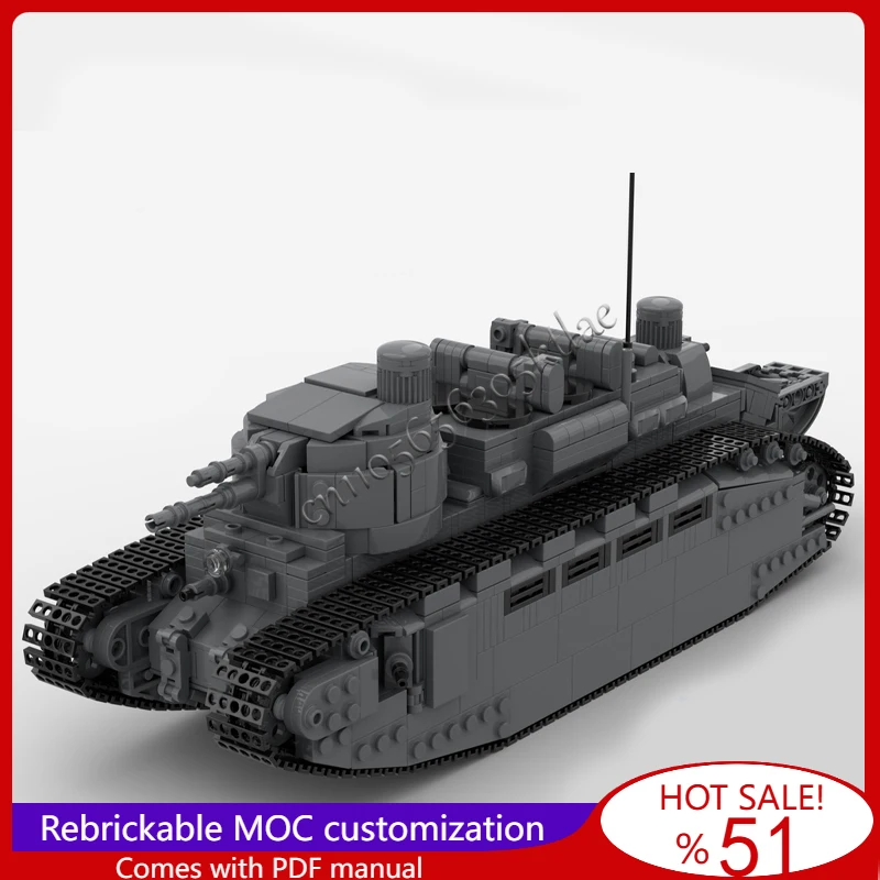 

1921 PCS MOC Char 2C Super Heavy Army Main Battle Tank Model Building Blocks Technology Assembly Children Toys Christmas Gifts