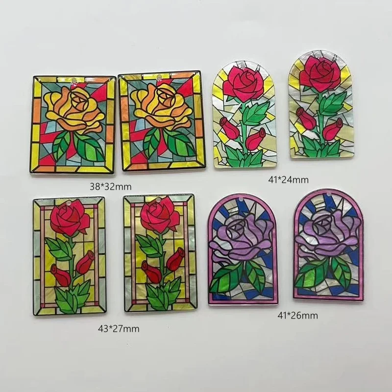 10pcs Square Flower Charms for DIY Jewellery Making