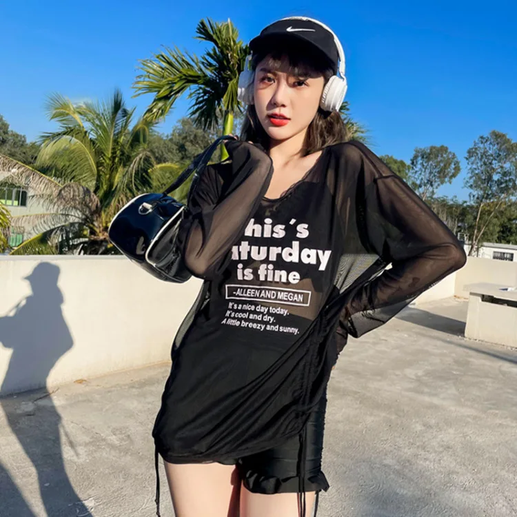 

New Split Swimsuit for Sports, Sun Protection, Slimming, Long Sleeved with Cover Up, Student Swimsuit for Soaking in Hot Springs