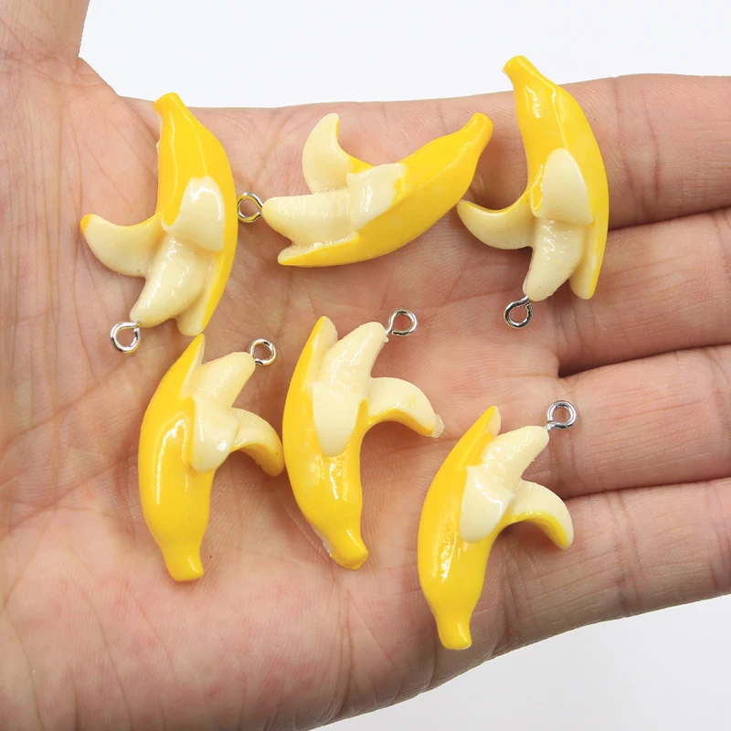 10pcs Charms Imitation Fruit Banana 34x19x10mm Antique Silver Color Pendants Making DIY Handmade Tibetan Finding Jewelry