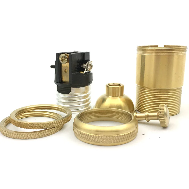 4pcs Vintage Copper Lamp Holder with Double Ring E26 E27 Edison Knob Lamp Holder DIY Pendant Lamp Accessory