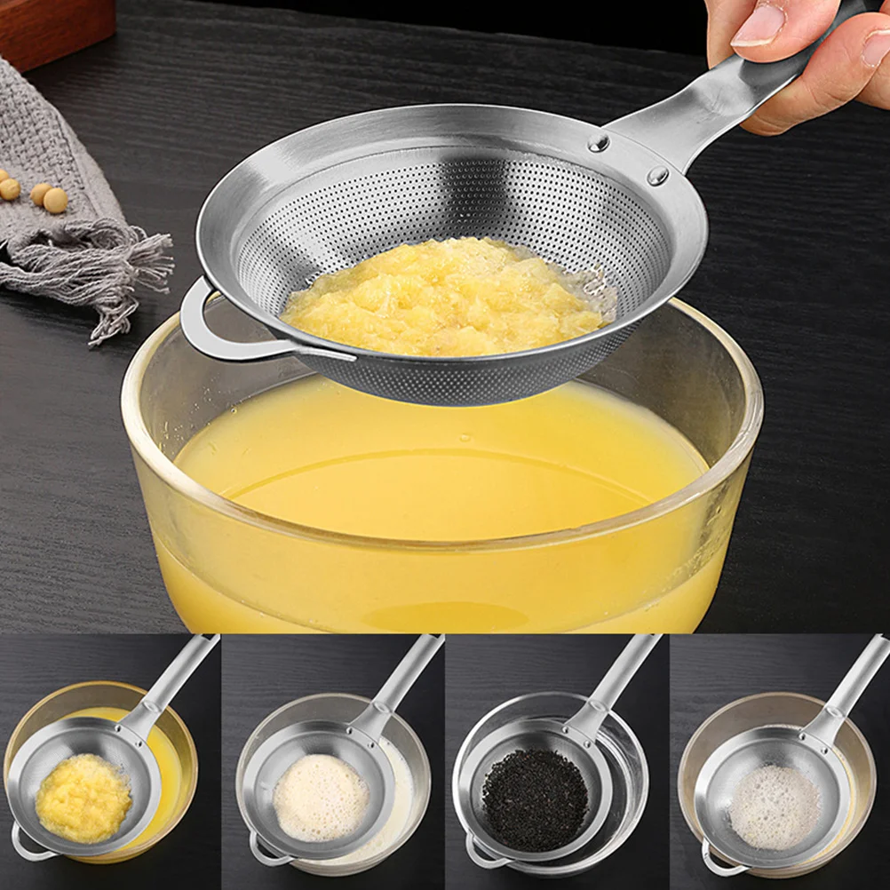 

2Pcs Professional Food Strainers MultiFunction Flour Colanders Durable Stainless Steel Mesh Strainer Kitchen Accessory