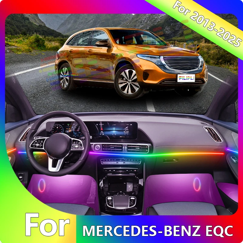 

FILIPLI For MERCEDES-BENZ EQC For 2020 Multi Color Car DIY Interior Ambient Lights Music Sync LED Rhythm Lights By App Control