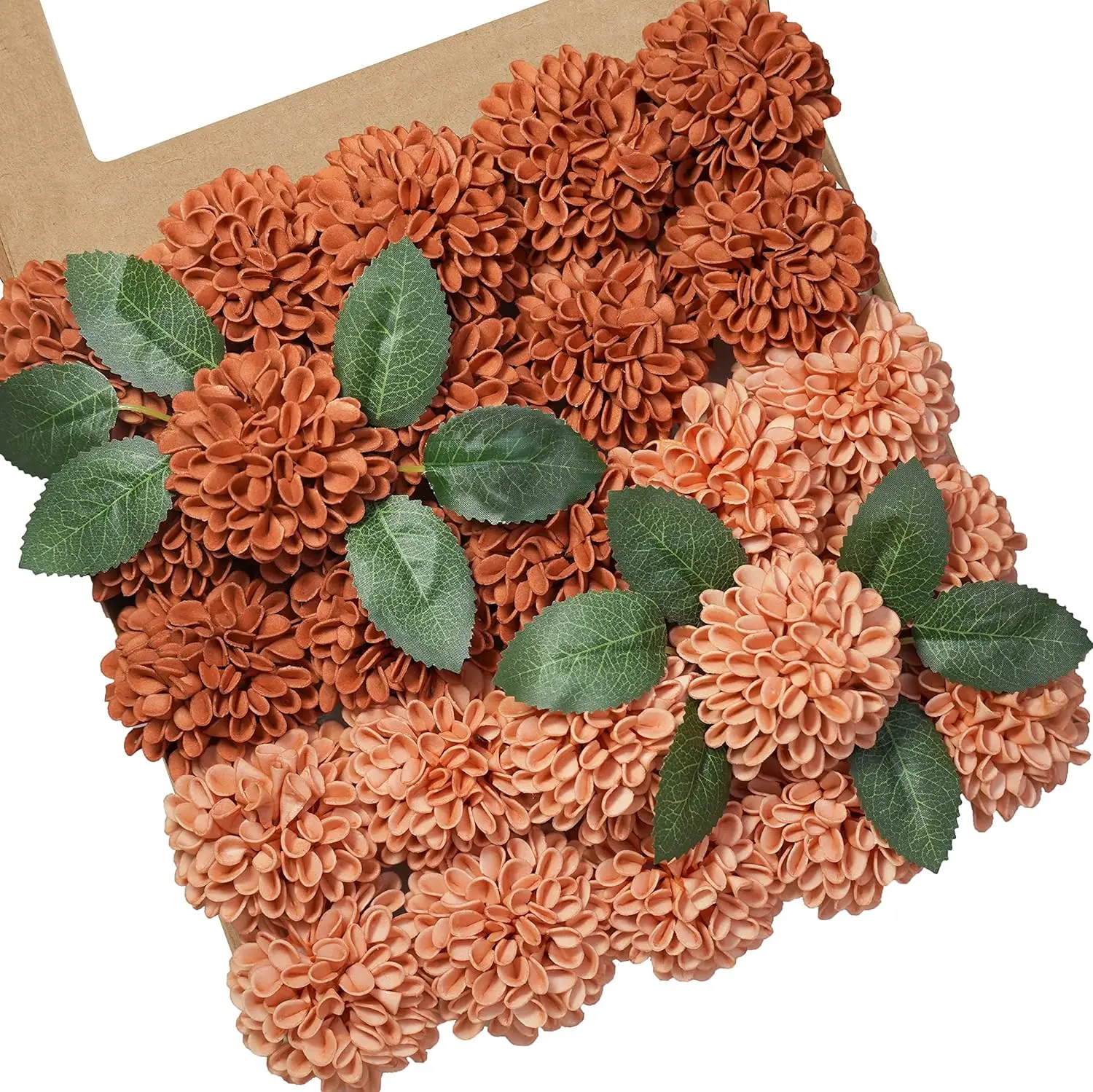 25 Stück Rosen für selbstgemachte Hochzeitssträuße, Mittelstücke, Arrangements, Terrakotta-Dahlie-Blumen mit Stiel, Brautparty, Party, Heimdekoration