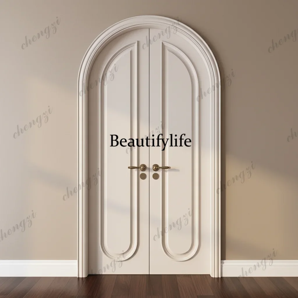 Y136  Customization Double Open Solid Wood Slab Doors Eco-Friendly Lacquered Finish Soundproof For Interior Bedroom Living Room