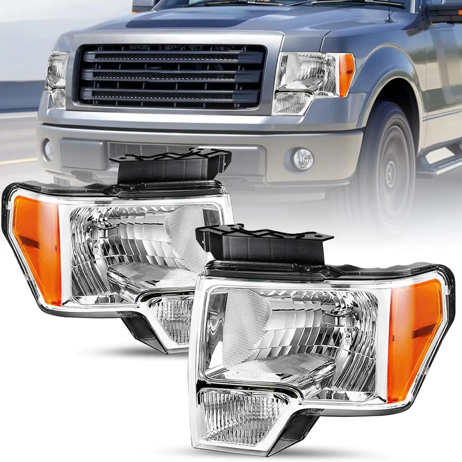 

OE Factory Style Headlight Assembly Compatible with 2009 to 2014 Ford F150 Headlamp Replacement, Pair