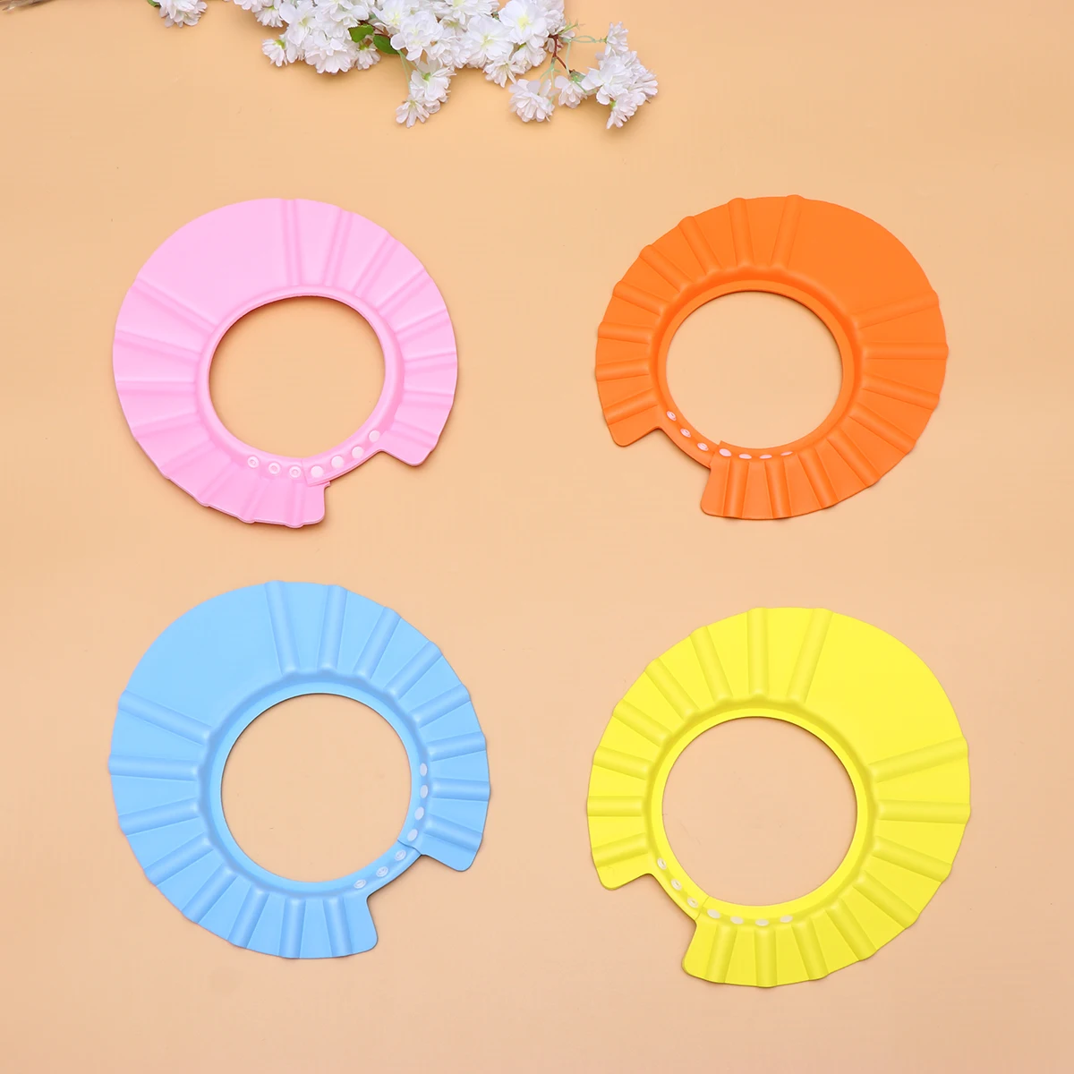 

4Pcs Children Bathing Cap Waterproof Adjustable Buckle Comfortable Fit Cartoon Design Protect Eyes Ears during Bath