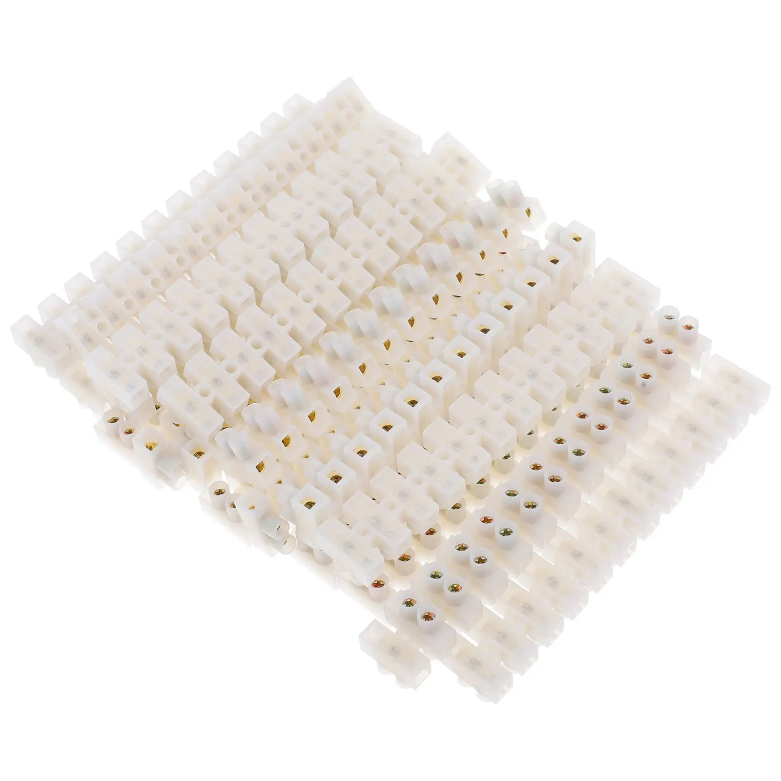 20Pcs 12-Position Electric Terminal Block Dual Row White Screw Connector Strip Compact Barrier Design for Office School Wiring