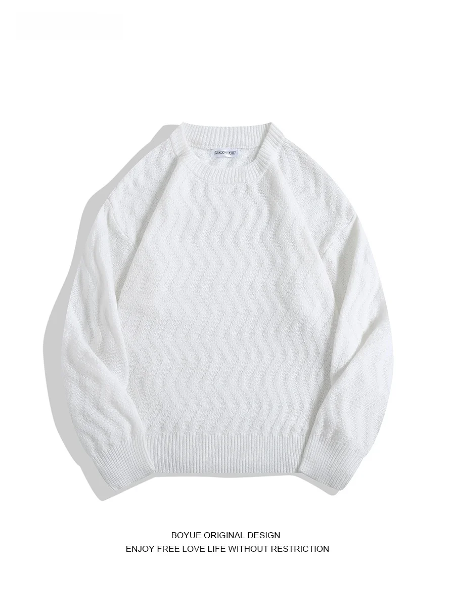 

Мужской вязаный свитер Boyue в японском стиле с узором, повседневный, свободного кроя, модный дизайн, зимняя одежда