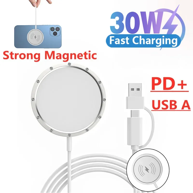 30W Magnetic Wireless Charger Pad For Macsafe iPhone 15 14 13 12 Pro Max Mini Induction Fast Wireless Charging Station  Charger