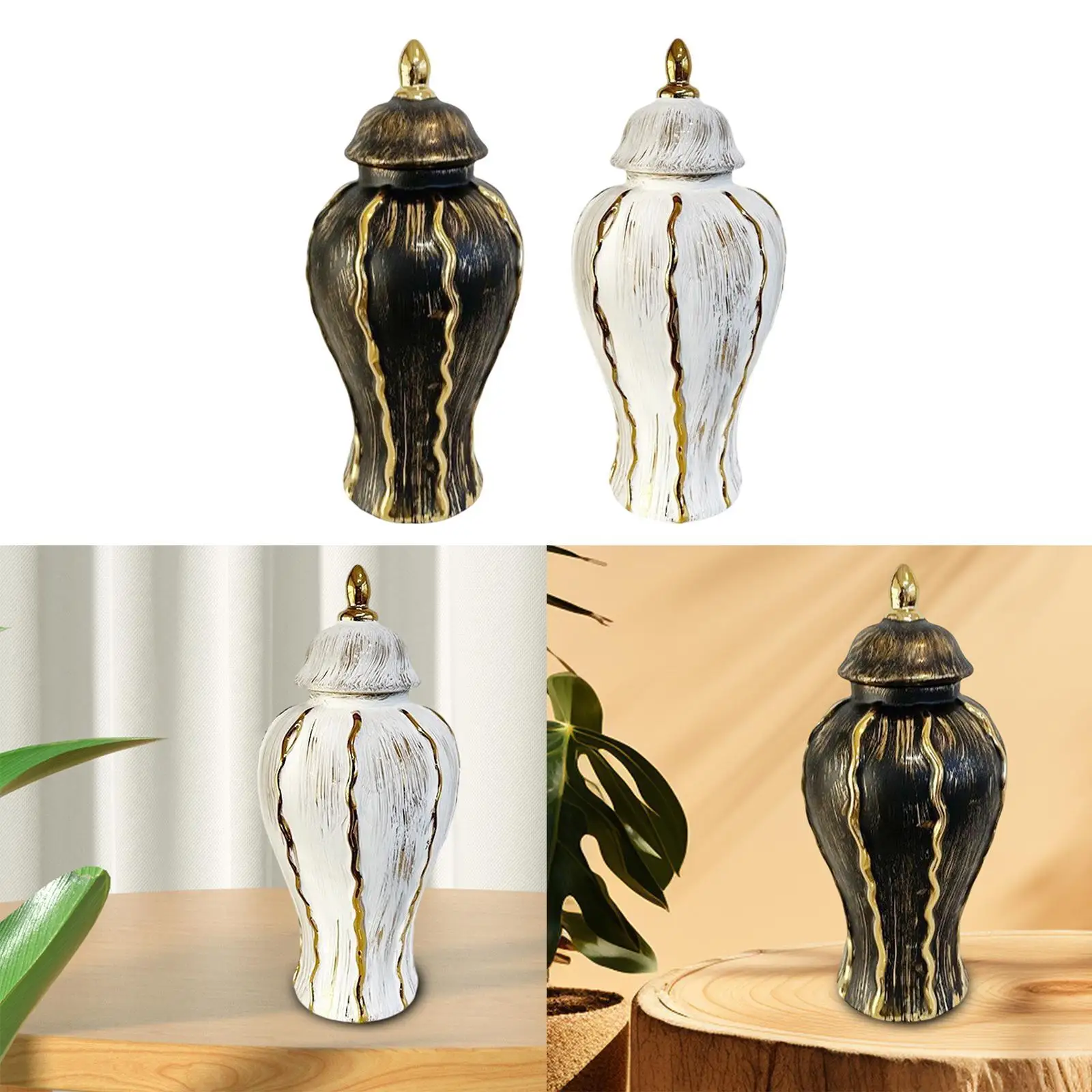 Ceramic Flower Vase Storage Canister with Lid for Wedding Party Table Centerpiece Decor
