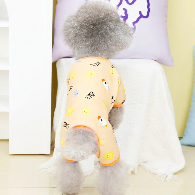 Pet Dog Onesie Clothes Soft Warm Dog Jumpsuit Fashion Puppy Thin Pajamas Cute Print Cat Jumpsuits Pet Outfits Dog Coat Clothing