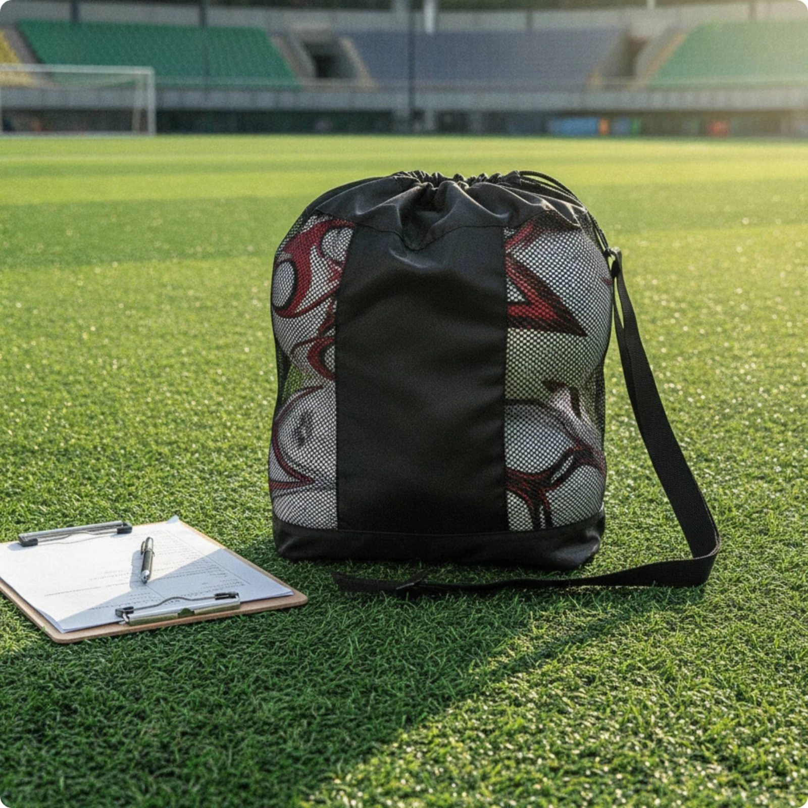 Sports Ball Bag with Shoulder Strap Long-Lasting Sports Ball Bag with Drawstring Closure Heavy Duty Rugged for Coaches