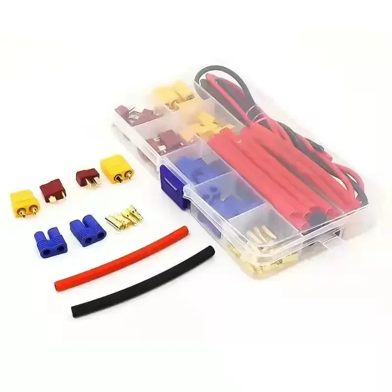 Deans T-Stecker EC3 XT60 Stecker-Buchse-Adapter mit 14AWG Silikonkabel / Schrumpfschlauch für RC FPV Drohnen Lipo-Akku