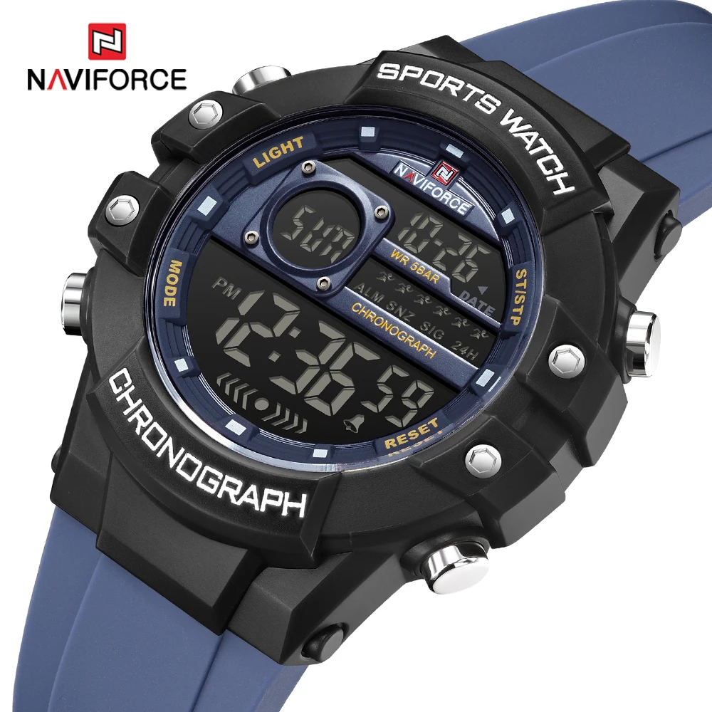 

NAVIFORCE модные классические мужские часы с силиконовым ремешком спортивные цифровые часы с дисплеем мужские наручные часы водонепроницаемые лучший бренд класса люкс