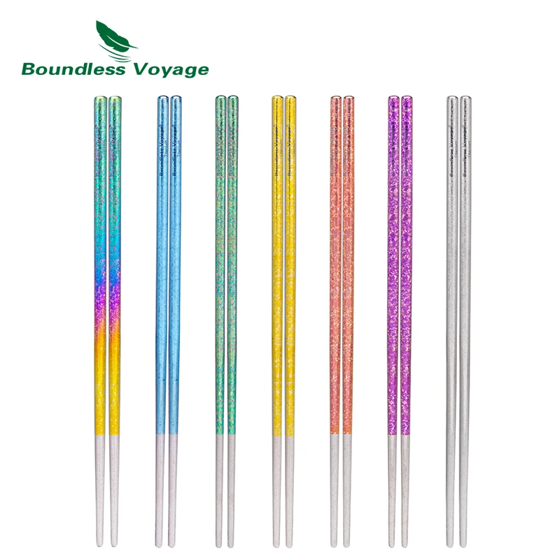 

Boundless Voyage Colorful Titanium Chopsticks Outdoor Tableware Camping Daily Ultralight Curlery 1 Pair Ti1005T