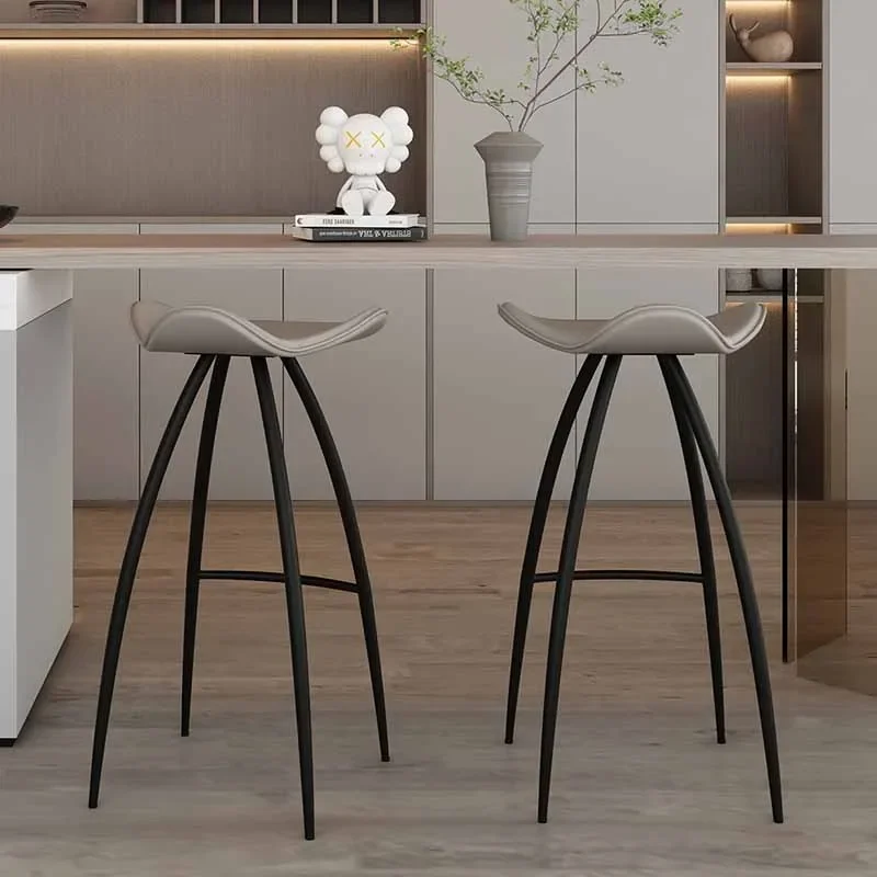 

Minimalistic Leather Counter Bar Chairs Nordic Contemporary High Quality Bar Chair Resturant Waterproof Taburete Alto Furniture