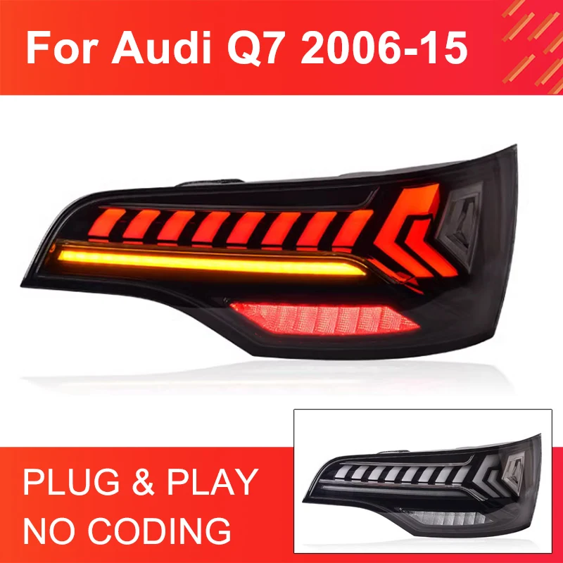 1 Pair LED Tail Light Assembly for Audi Q7 2006-2015 Tailamps Plug and Play LED Dynamic Turning Animation Rear Tail Lights