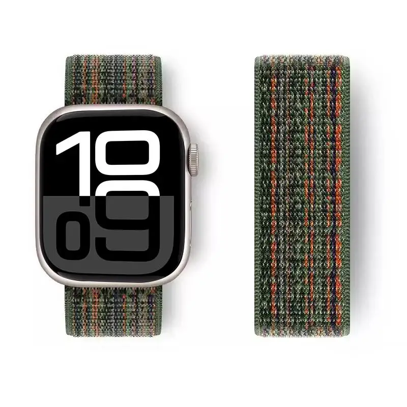Ремешок для Apple Watch Band Series 10 46 мм 42 мм 45 мм 44 мм 49 мм 41 мм 40 мм Нейлоновый спортивный браслет-петля correa iWatch 9 8 7 5 Ultra SE