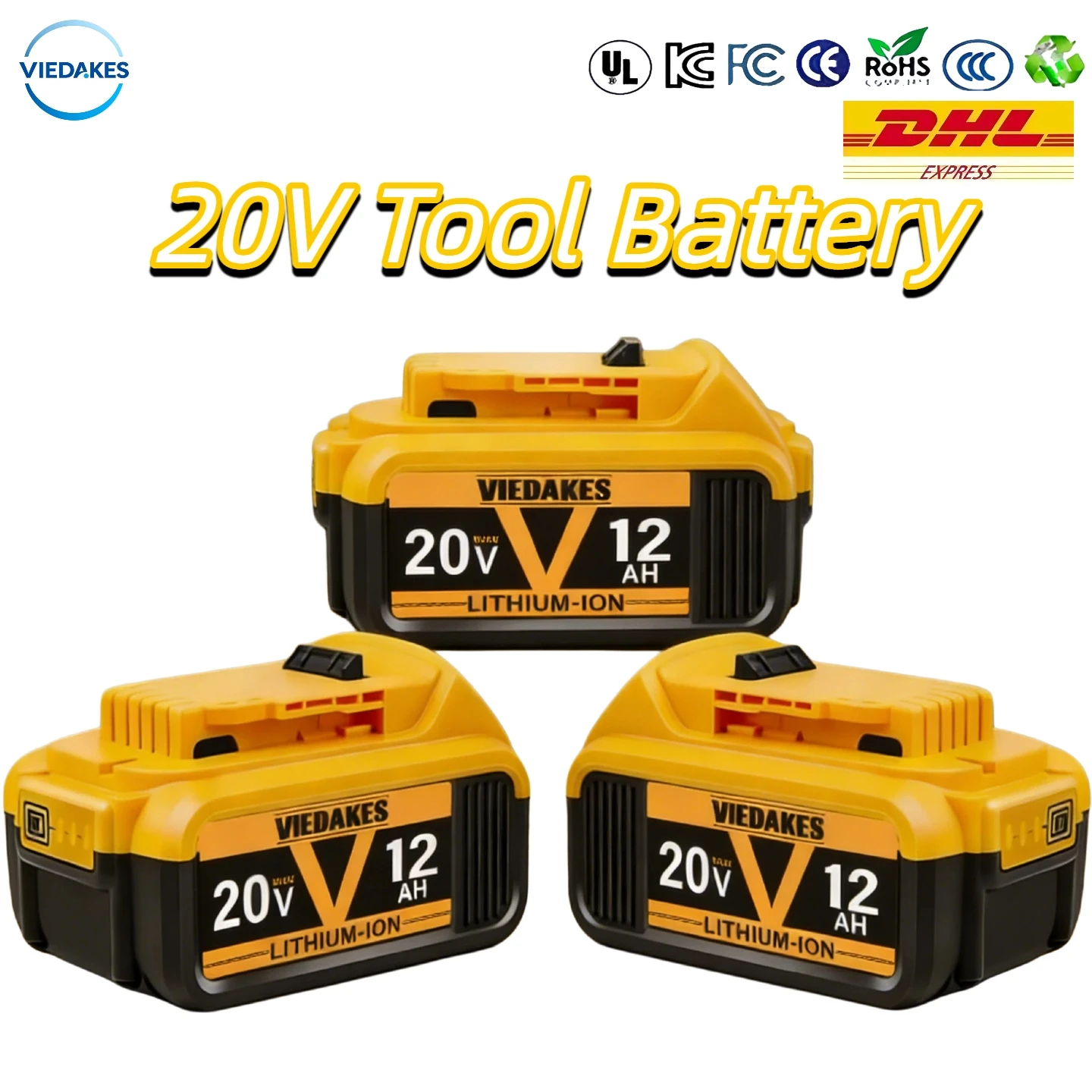 

Viedakes Original 20V Battery for Dewalt 8Ah Rechargeable Built-in BMS Fit DCB200 DCB205 DCB206