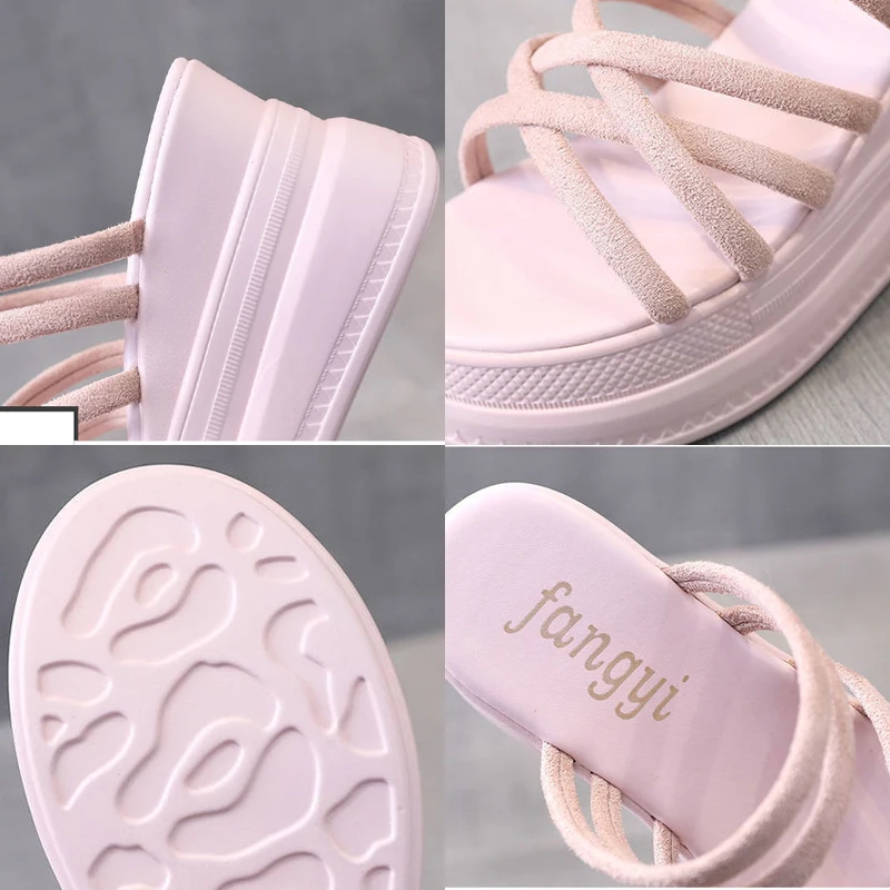 Fujin 9cm Platform Shoes Wedge Sandals for Women Summer Shoes Slip on Slippers Beach Shoes Slides Fashion Shoes for Female