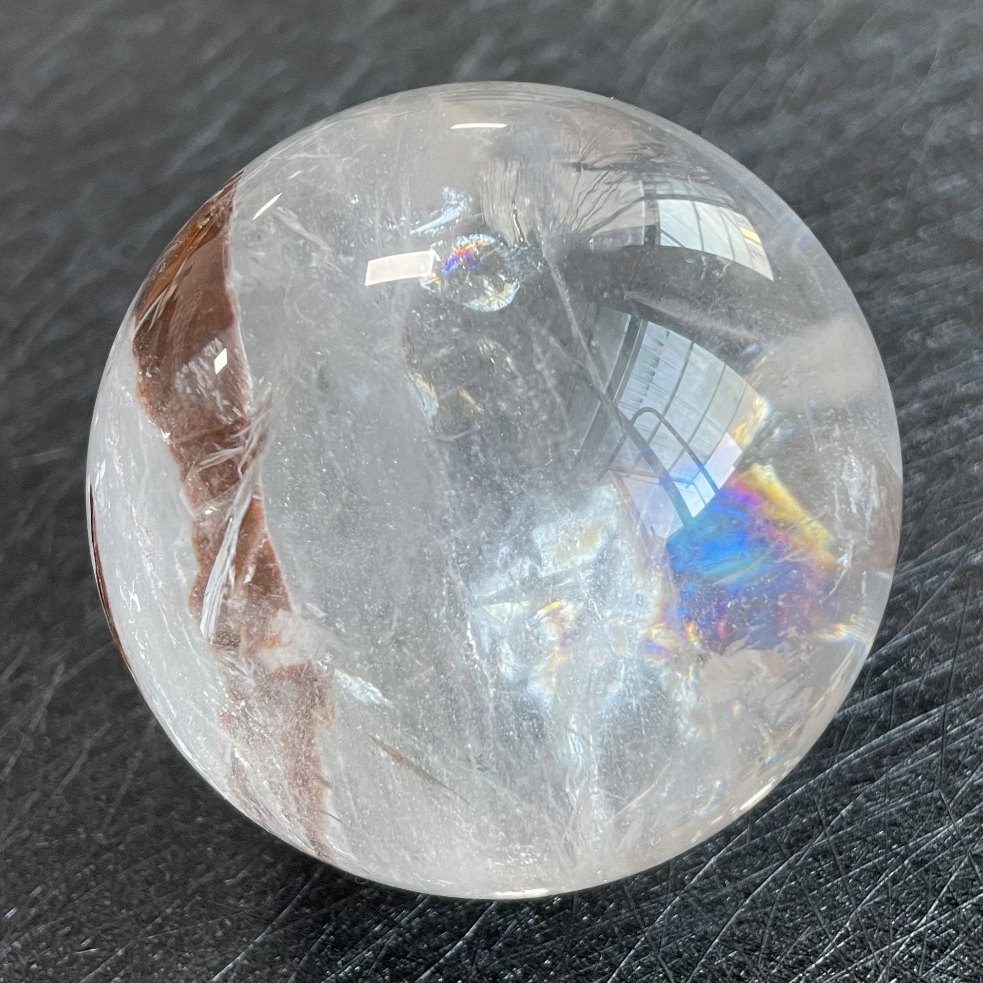 538g Natural Stone Tourmaline Clear Quartz Crystal Ball Rainbow Sphere Polished Rock Reiki Healing B489