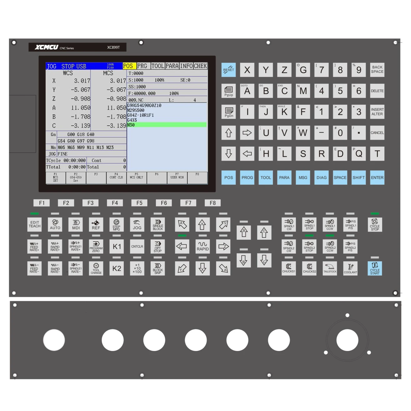 XCMCU XC899T 2/3/4/5/6 Axis Multi-function CNC Lathe Control System FANUC G-code for Engraving Milling Drilling Tapping
