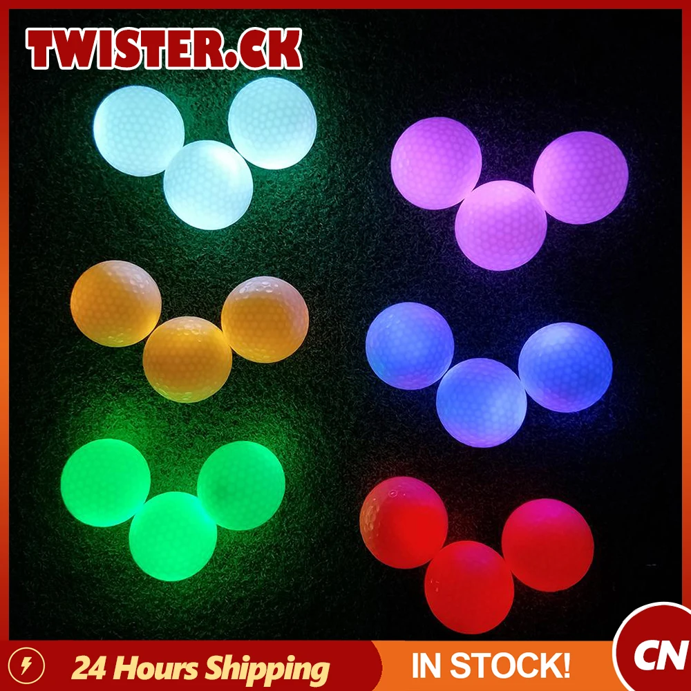 

Luminous Colorful Glitter LED Light Golf Ball Permanent Bright Ball On For Night Golf Training Synthetic Rubber Two-piece Ball