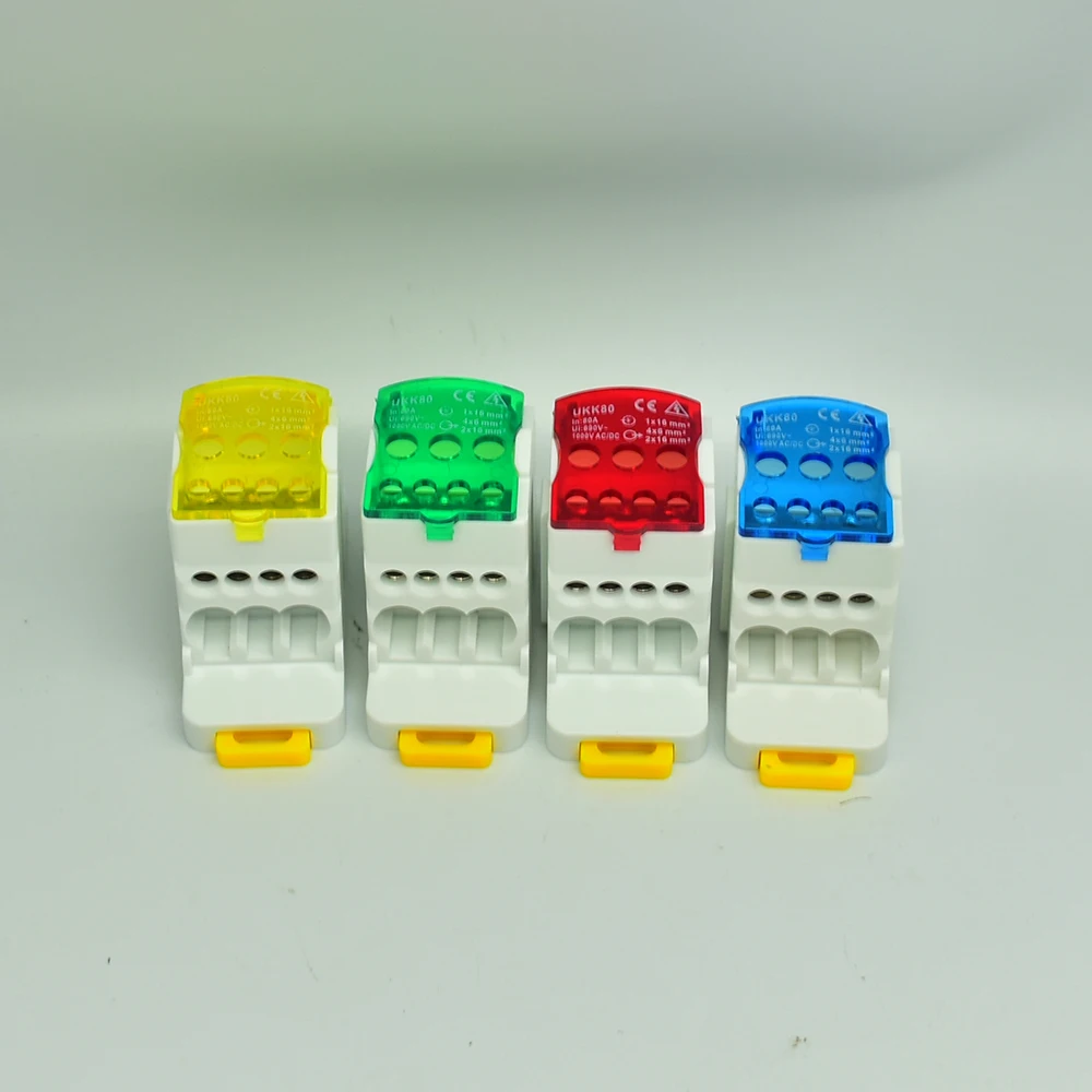 UKK80A Single-Pole Large Current Splitter Box 125A 160A 250A One-to-Many Branch Line Terminal Rail Splitter for Electrical Wirin
