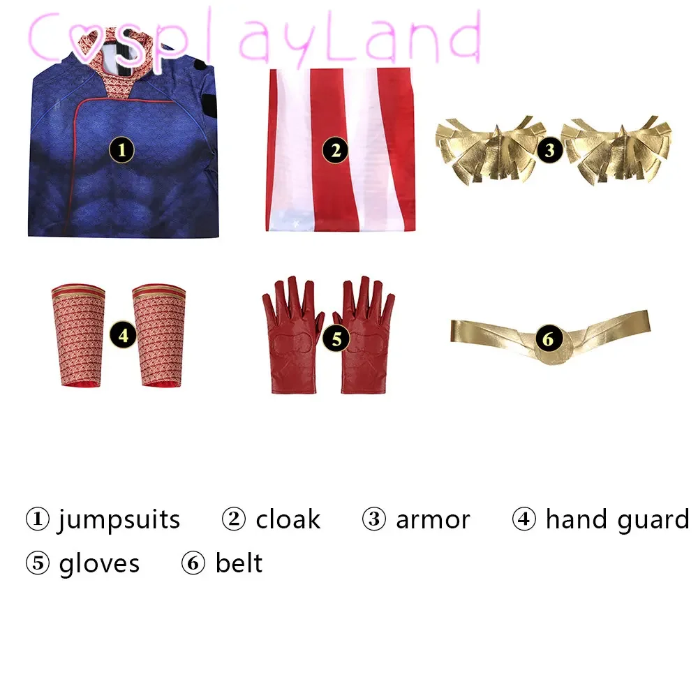 TV The Boys Season 3 Cosplay Costume The Boys The Homelander Cosplay Jumpsuit Cloak Boots Superhero Suit Halloween Costume Shoes