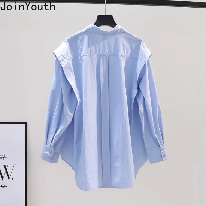 2023 Blusas Mujer De Moda Cotton Blouses for Women Long Sleeve Ruffles Vintage Oversized Tops Fashion Korean White Shirts 27r728