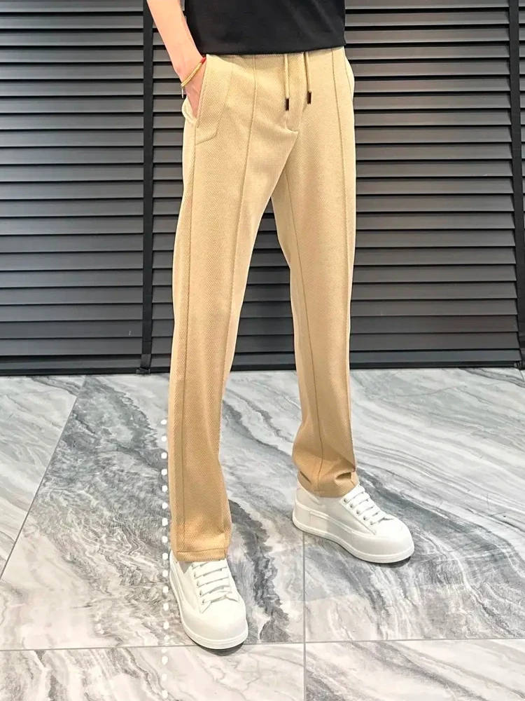 

Busin Casual Men's Pants Spring Autumn New Arrival Slim Fit Straight Leg Anti-Bacterial Trendy mid Waist Elastic Waist