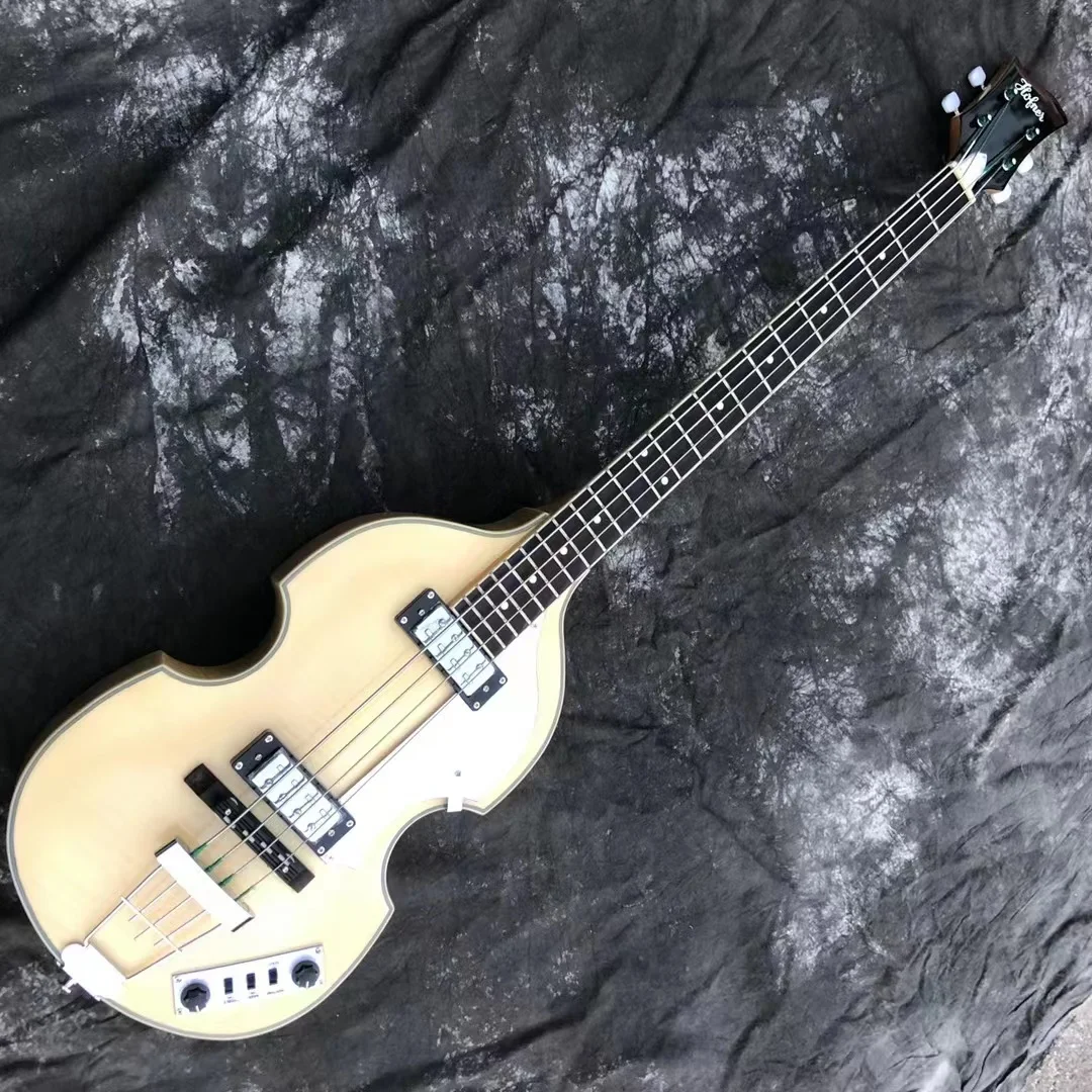 John Entwistle style natural wood club bass Semi Hollow Body bass electric Guitarra 4 strings bass hofner bass