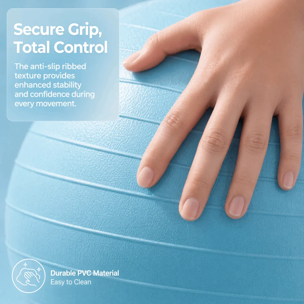 5pcs Inflatable Exercise Ball Anti-Burst Textured Grip Yoga Ball With Foot Pump Stability & Balance Built-in Thickened Yoga Ball