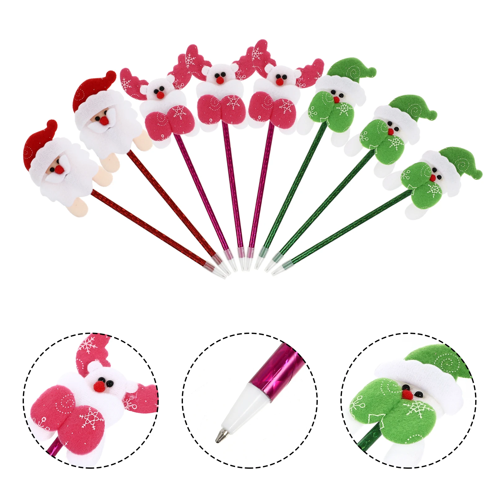

8pcs Christmas Themed Ballpoint Pens Kids Xmas Gift Students Stationery Plastic Sponge Writing School Supplies
