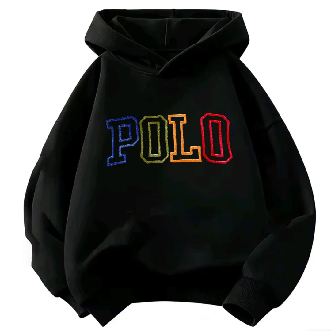 Kinder-Straßenkleidung Kinder-Hoodie Vintage Regenbogen-Umriss POLO-Schrift Grafik Langarm-Sweatshirt Unisex Kleinkinder Jungen Mädchen Alltagskleidung – Detail 6