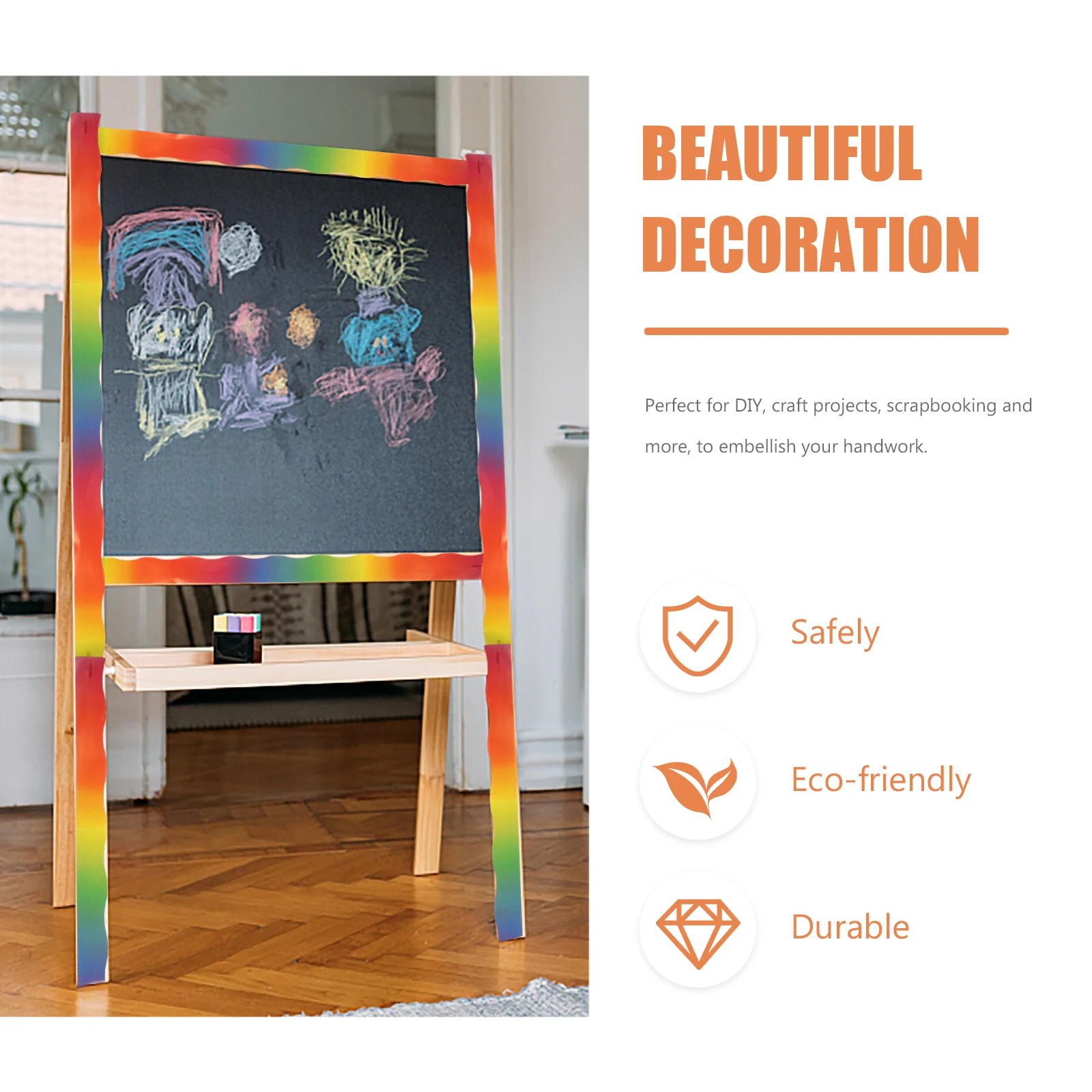 

Gradient Border Sticker Long Roll Decorative Trim Layered Dimensions Separate Style Display Blackboard Desk Classroom Attention